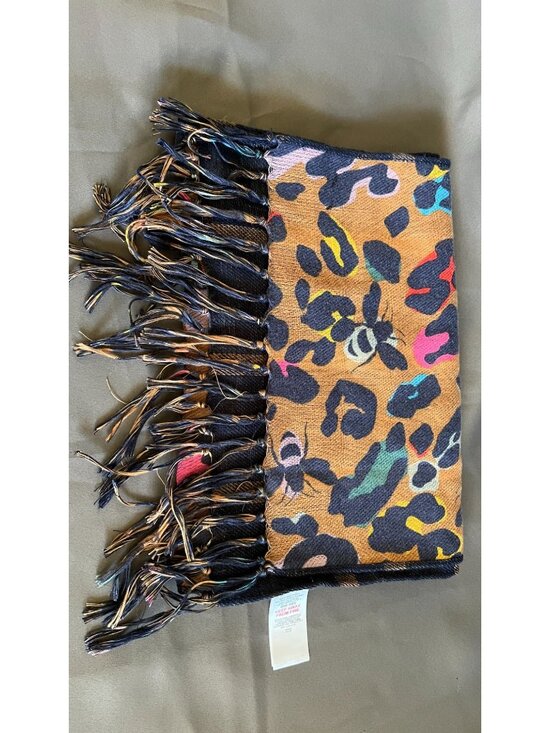 Joules Accessories - Joules Bracken Contrast Animal & Bee Print Scarf With Fringe - One Size Multicol